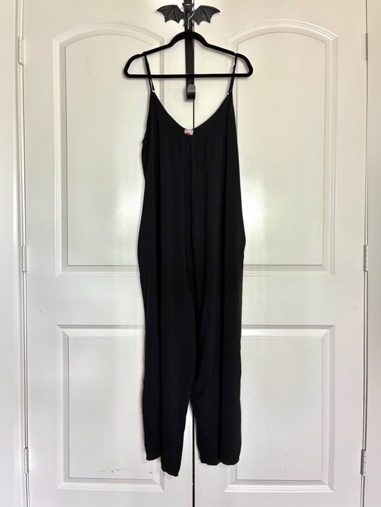 Pants - Gothic Sleek Black Jumpsuit Spaghetti Strap Adjustable Pockets size XXL